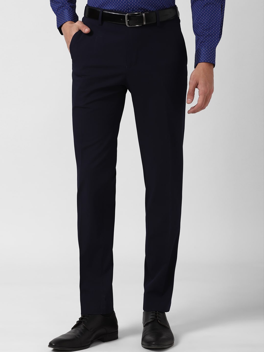 

Peter England Elite Men Navy Blue Slim Fit Trousers