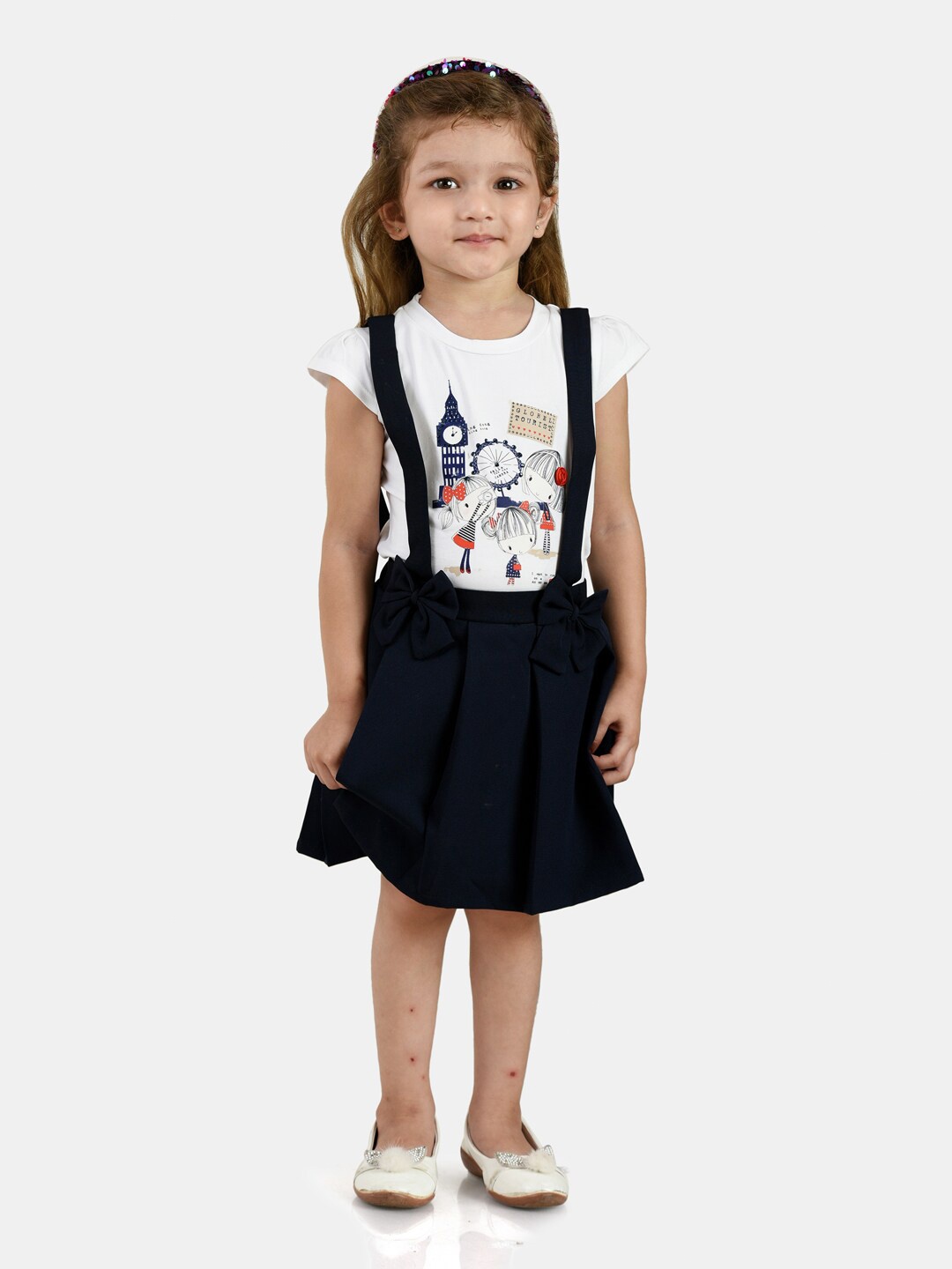 

Peppermint Girls Navy Blue Pinafore Dress