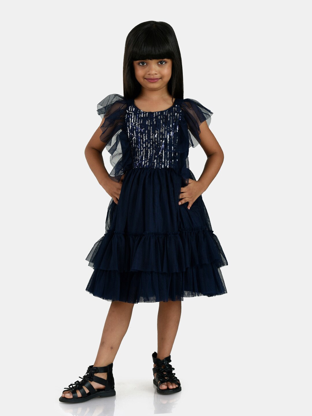 

Peppermint Navy Blue Sequin Embellished Dress