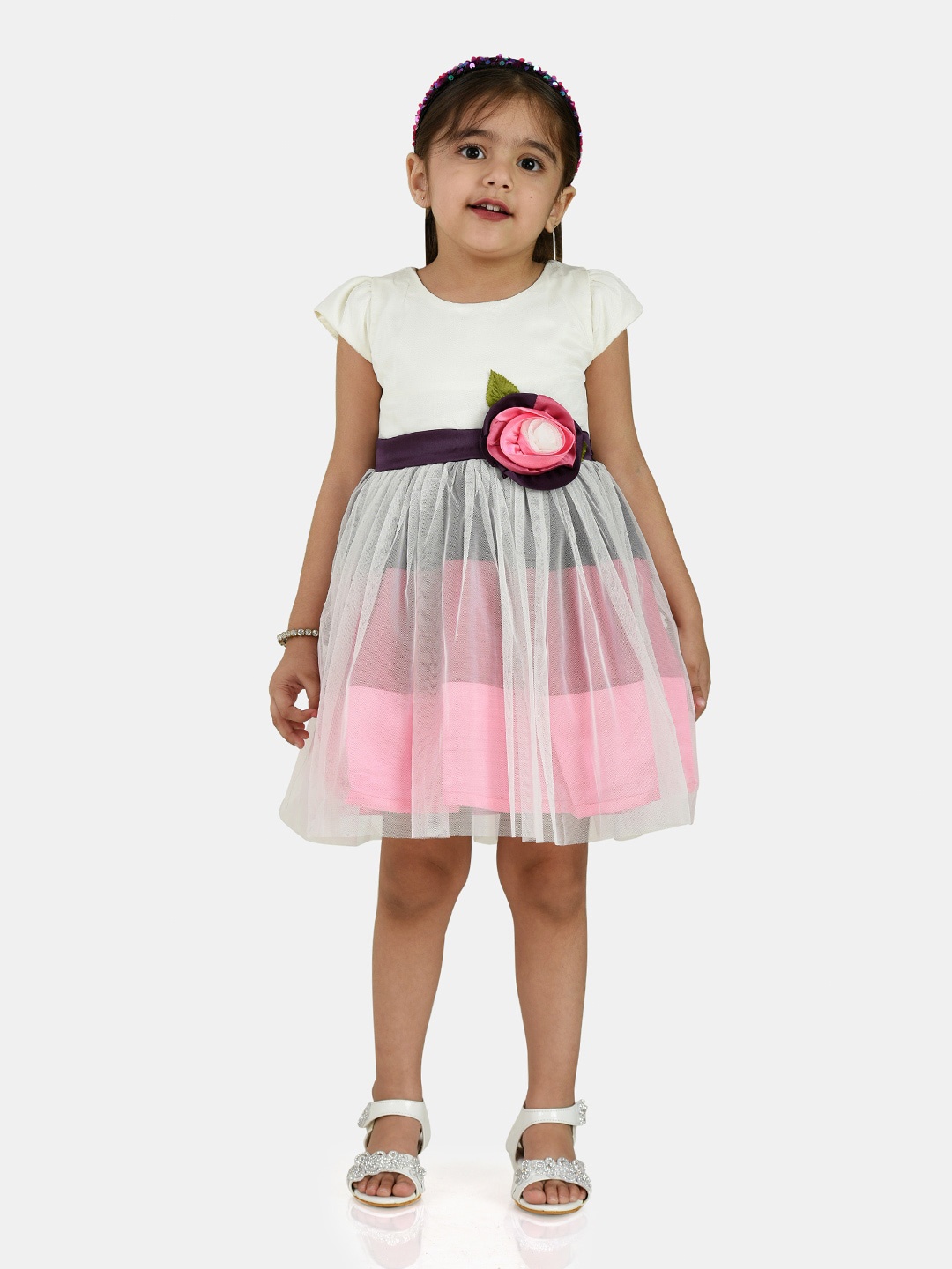 

Peppermint Off White & Pink Pure Cotton Floral Dress