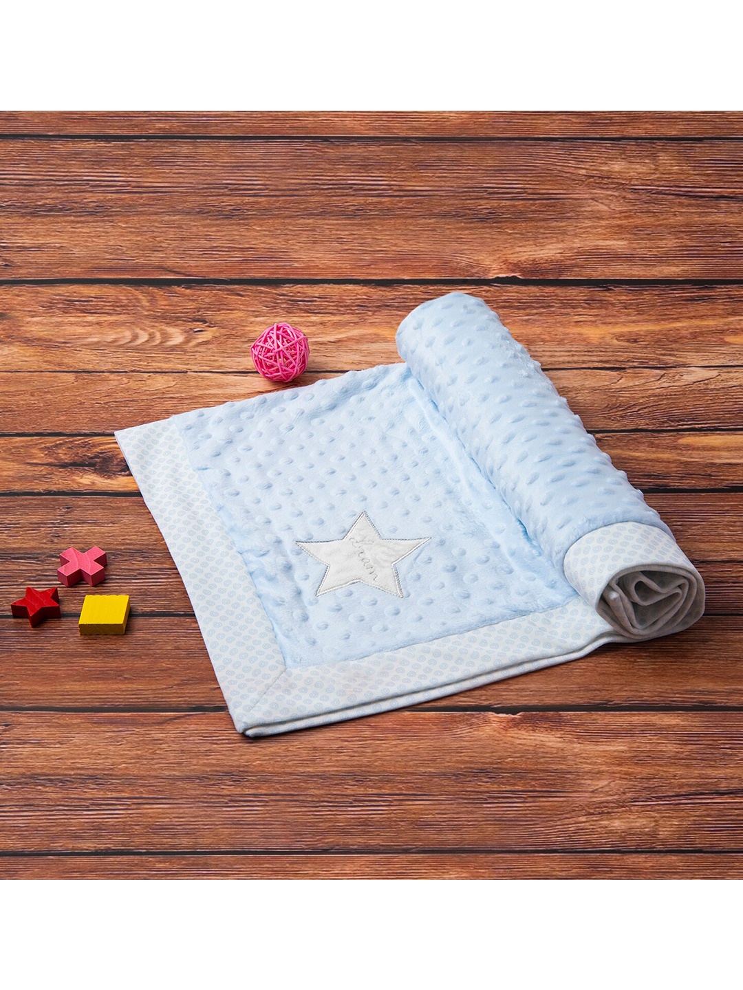 

Baby Moo Unisex Blue Geometric AC Room 210 GSM Single Bed Reversible Bubble Blanket