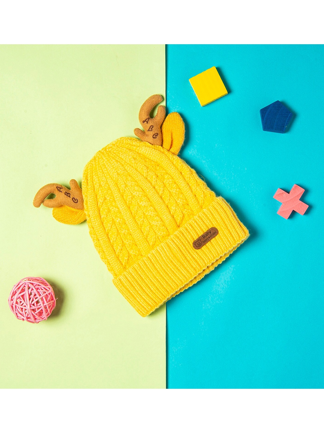 

Baby Moo Kids Yellow & Brown Woolen Beanie