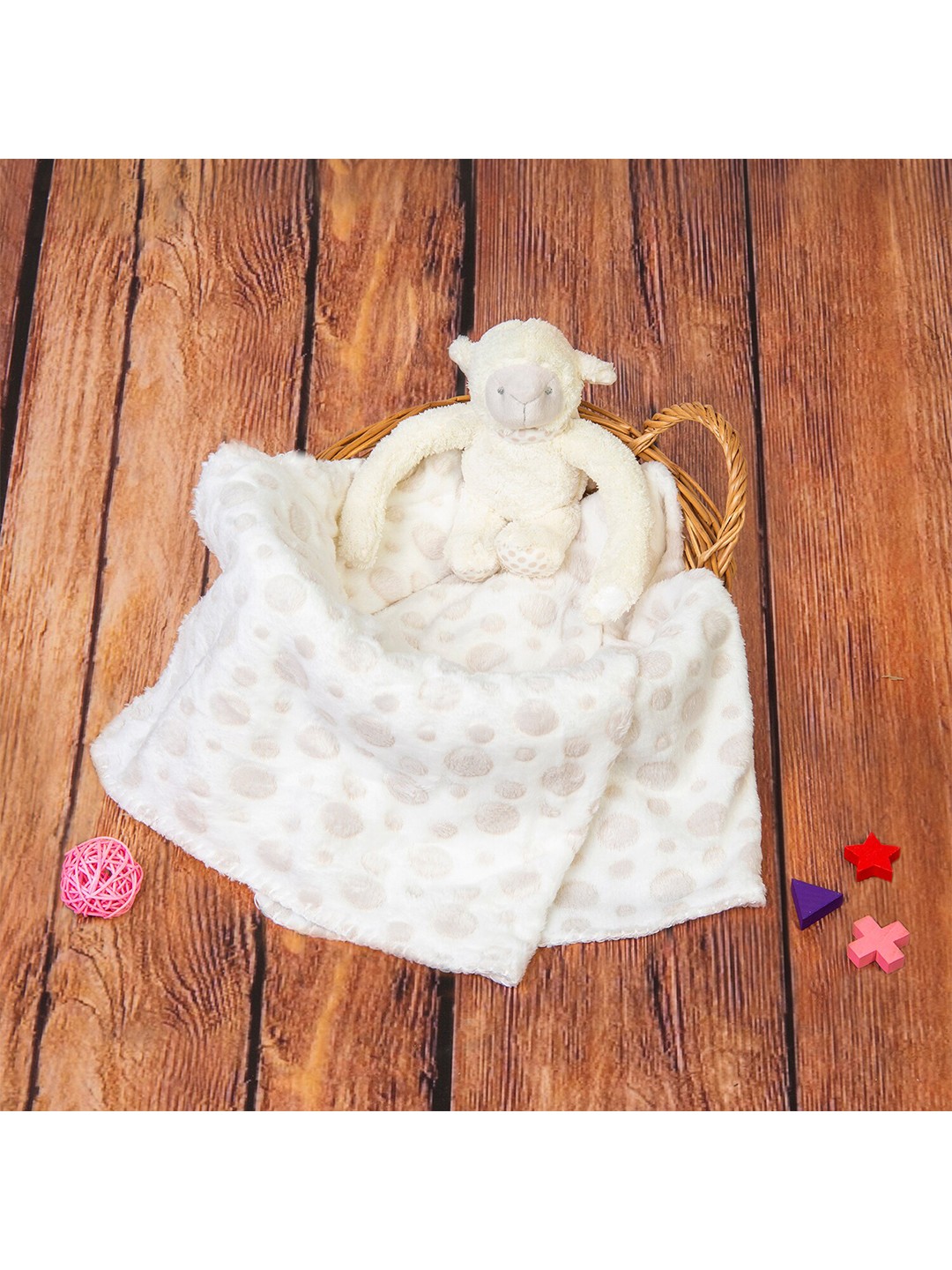 

Baby Moo Peach-Coloured & White Geometric AC Room 210 GSM Single Bed Blanket