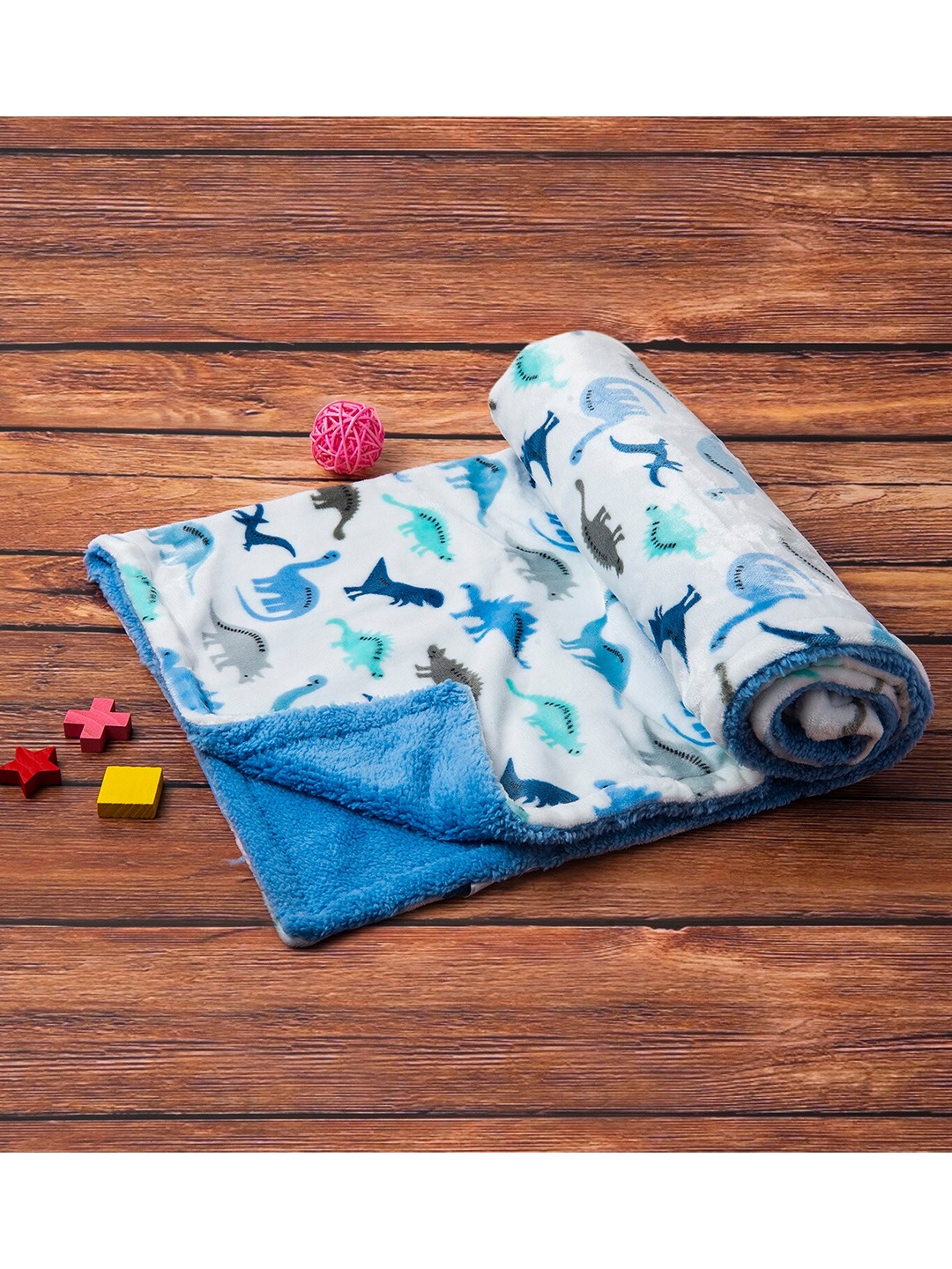 

Baby Moo Blue & White Dinosaur Soft Cozy Plush Blanket