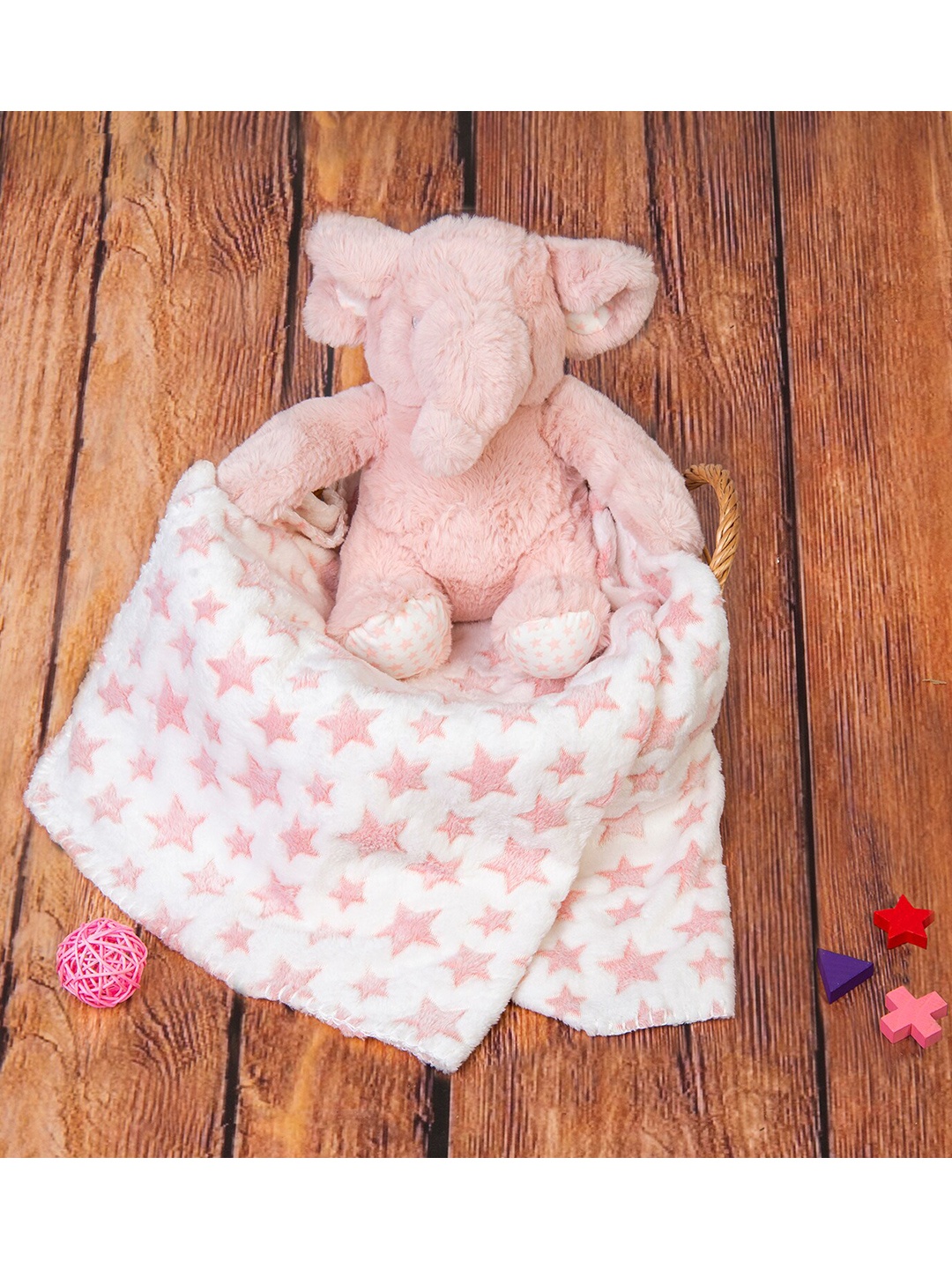 

Baby Moo Pink & White Geometric AC Room 210 GSM Single Bed Blanket