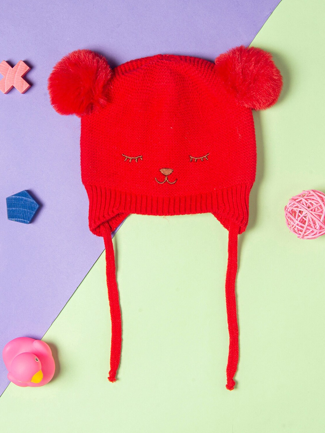 

Baby Moo Unisex Kids Red Baseball Wool Cap