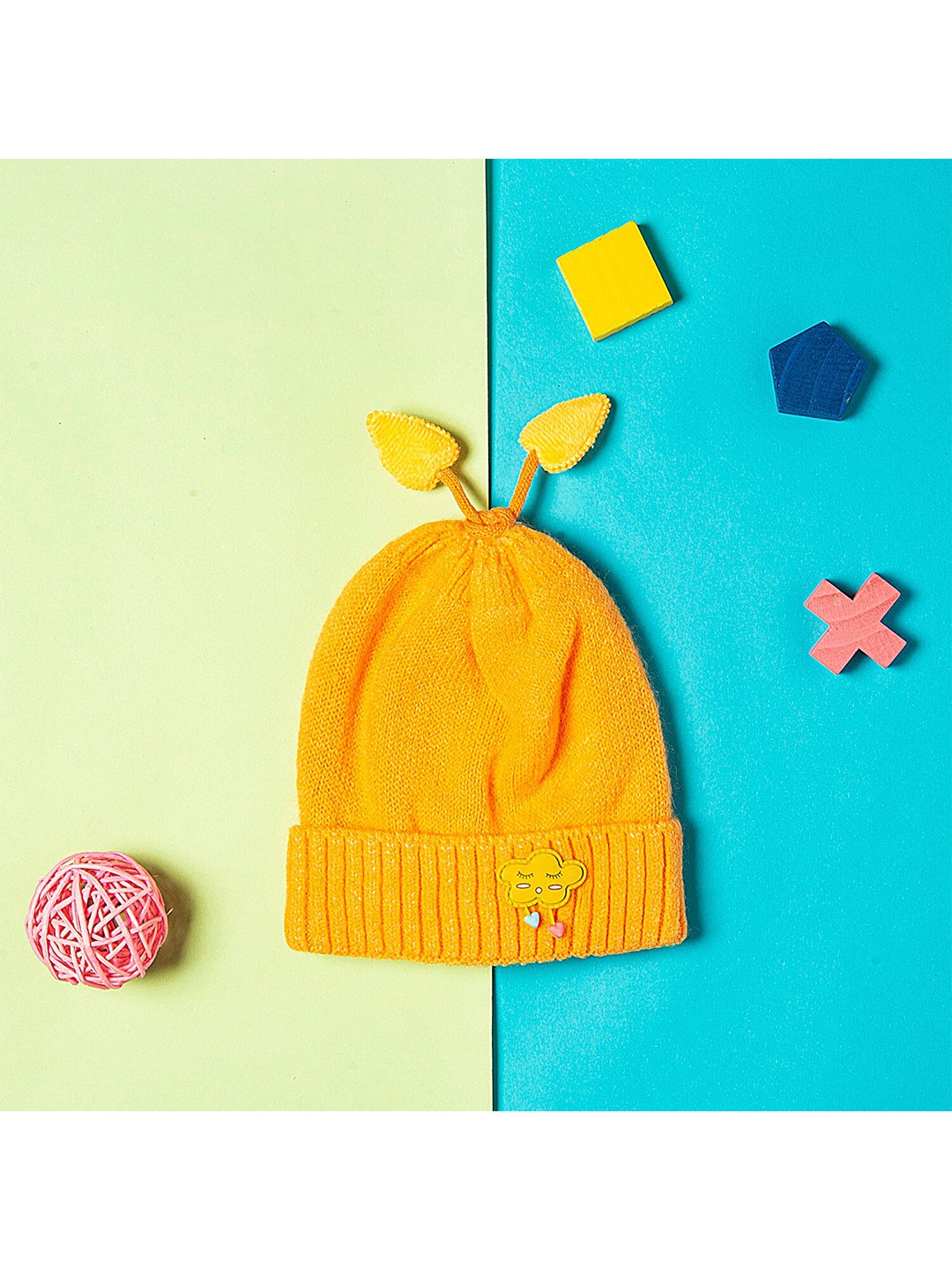 

Baby Moo Unisex Kids Yellow Woollen Beanie