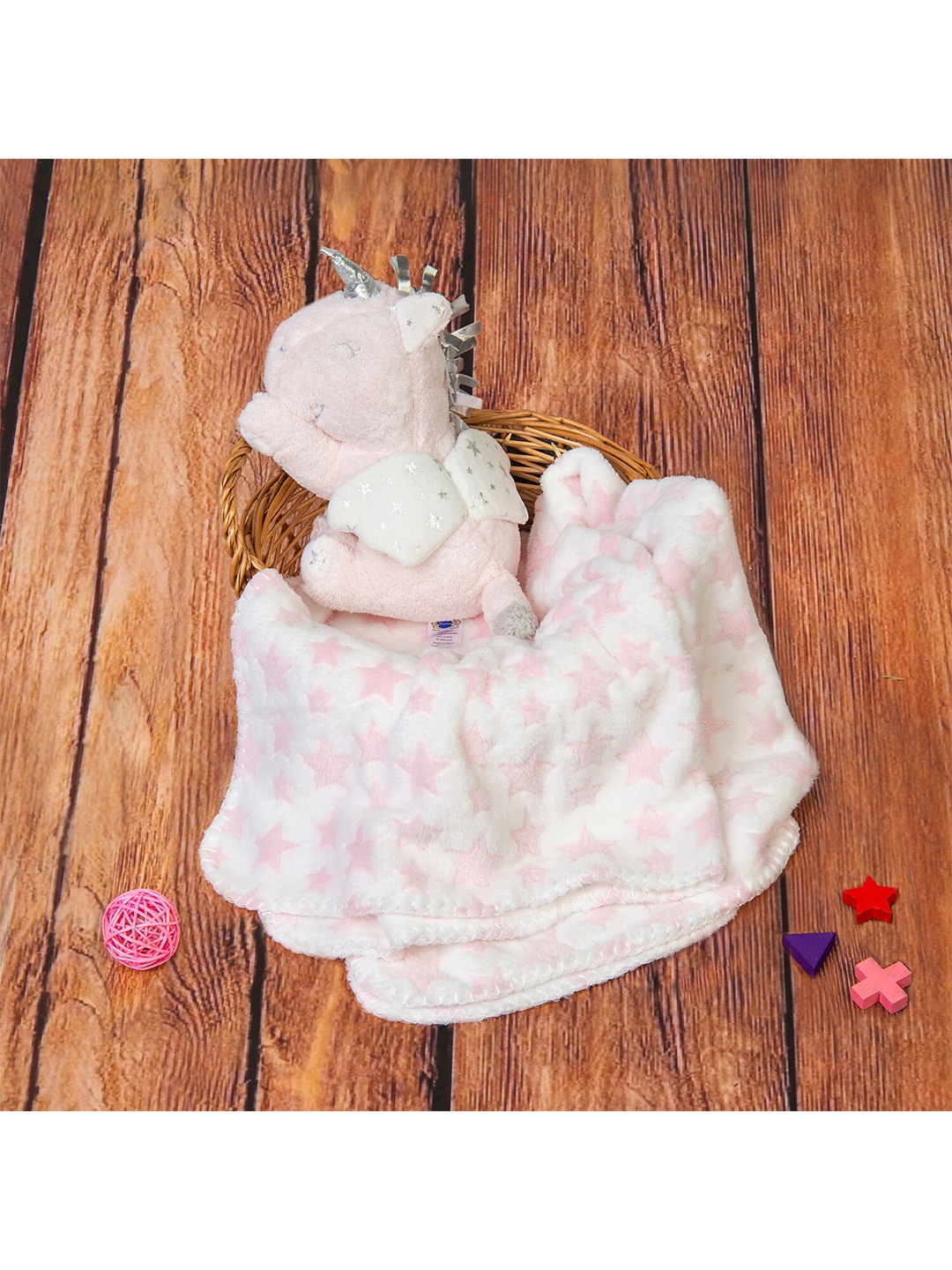 

Baby Moo Pink & White Geometric AC Room 210 GSM Single Bed Blanket