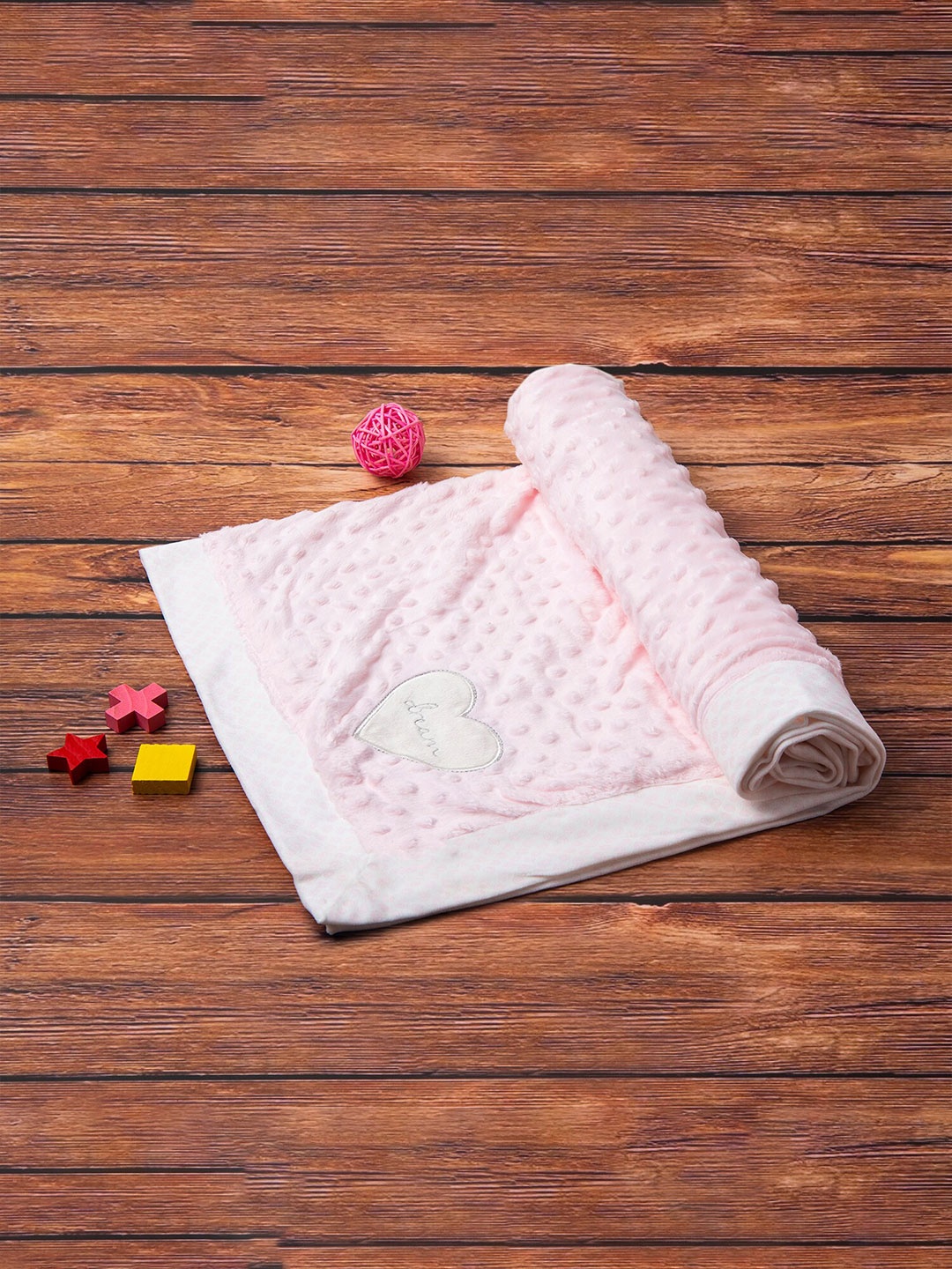 

Baby Moo Pink & White Geometric AC Room 210 GSM Single Bed Reversible Bubble Blanket