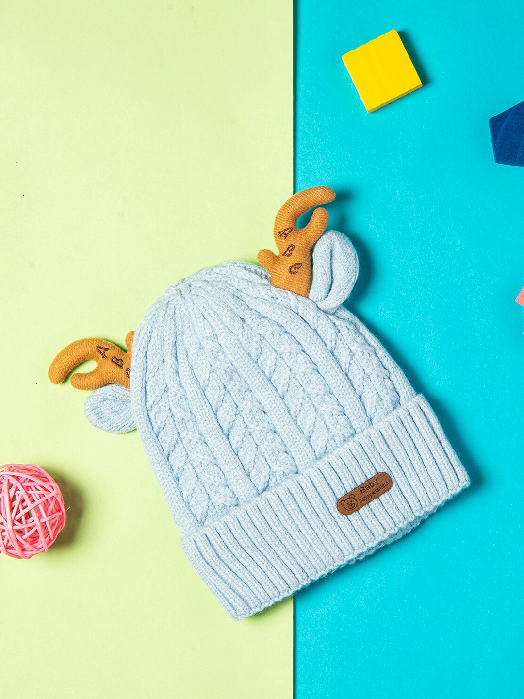 

Baby Moo Kids Blue & Brown Woolen Beanie