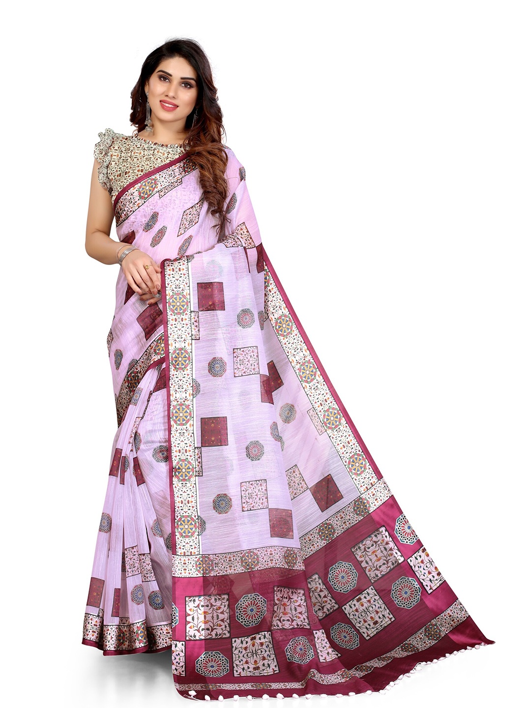

KALINI Pink & Green Saree
