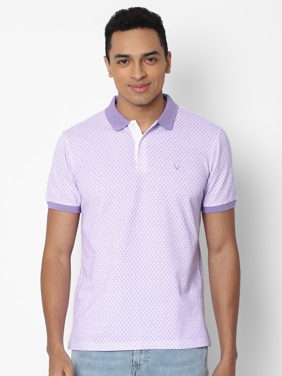 

Allen Solly Men Purple Printed Cotton Polo Collar T-shirt