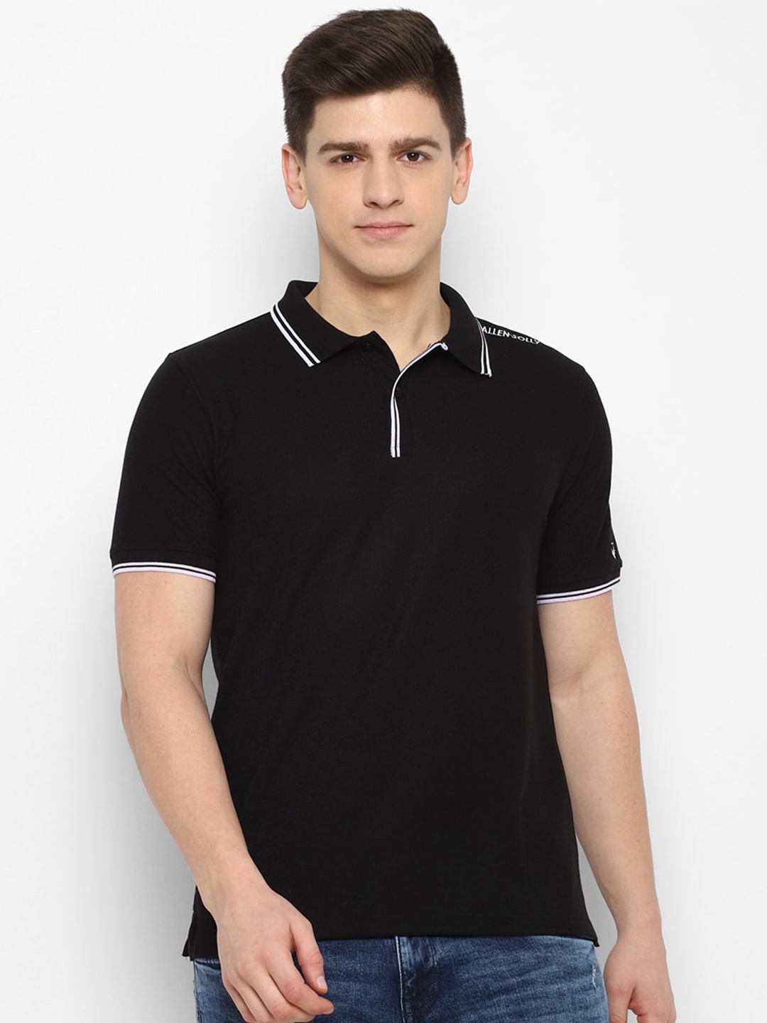 

Allen Solly Men Black Polo Collar Pure Cotton T-shirt