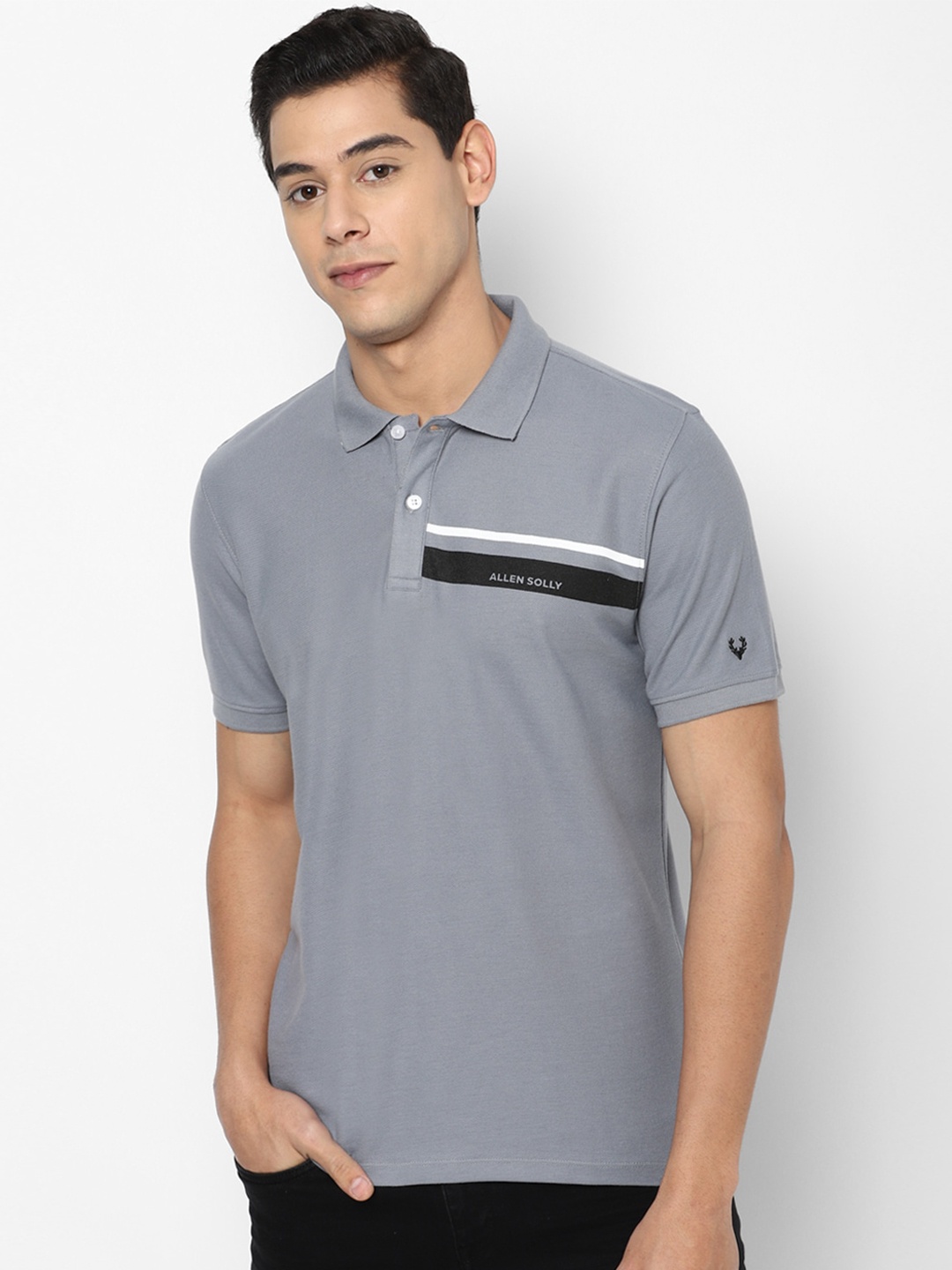 

Allen Solly Men Grey Polo Collar T-shirt