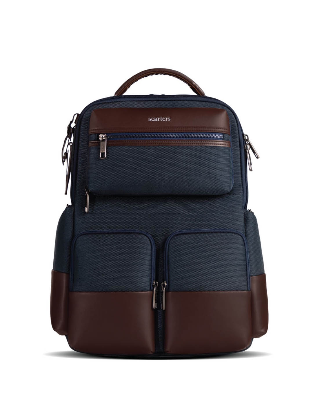 

scarters Unisex Navy Blue & Brown Colourblocked Laptop Bag