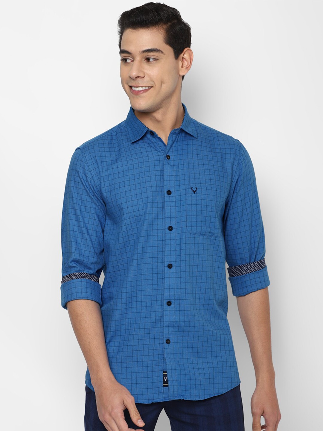 

Allen Solly Men Blue Slim Fit Checked Casual Shirt