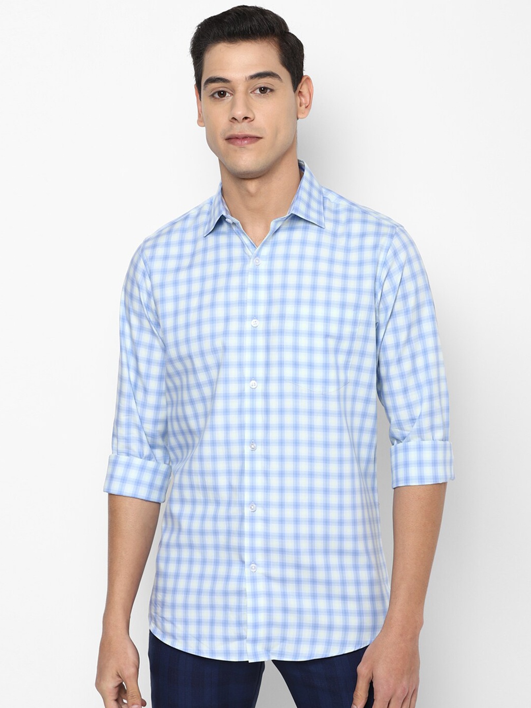 

Allen Solly Men Blue Slim Fit Gingham Checks Casual Shirt