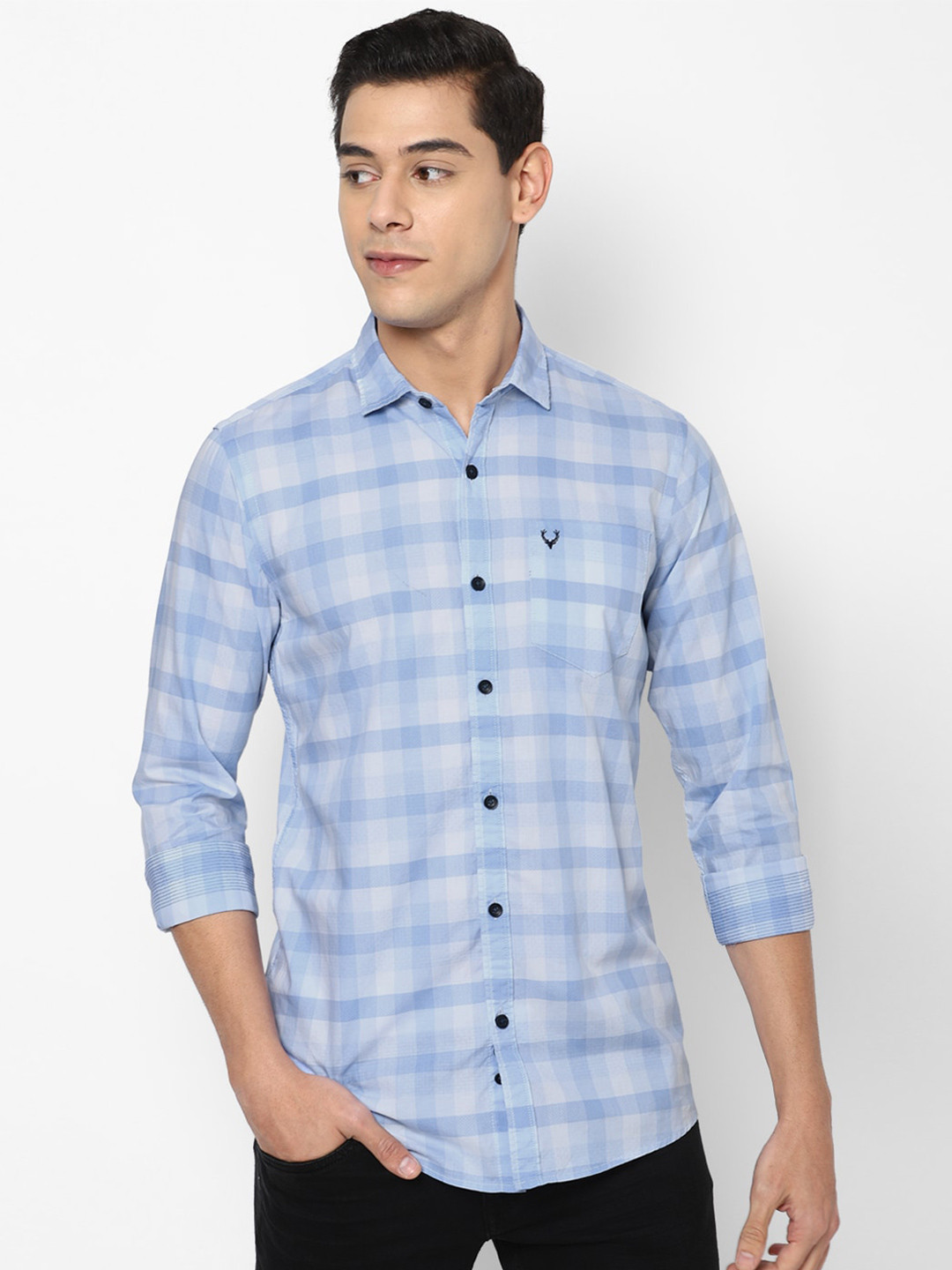 

Allen Solly Sport Men Blue Checked Pure Cotton Casual Shirt