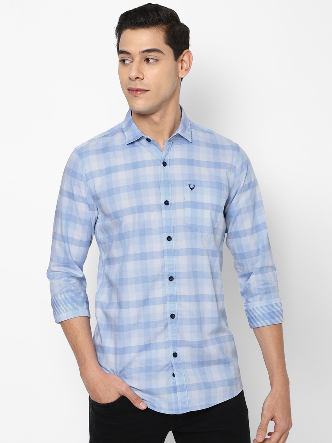 

Allen Solly Sport Men Blue Checked Cotton Casual Shirt