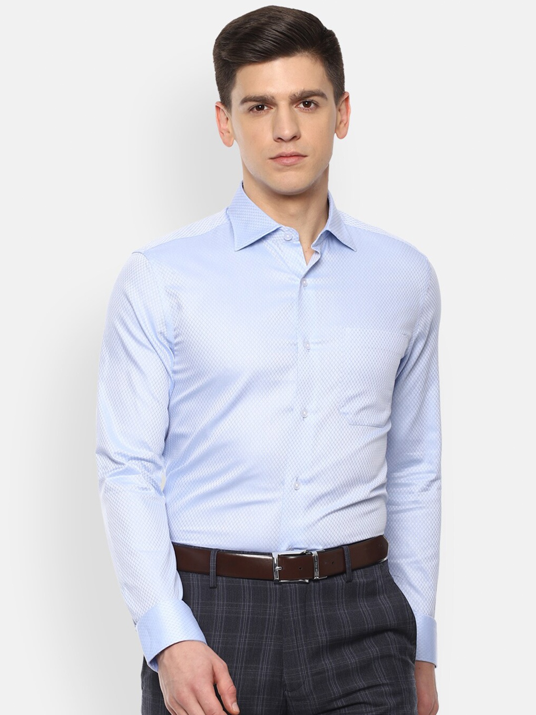 

Louis Philippe Gods & Kings Men Blue Textured Pure Cotton Formal Shirt