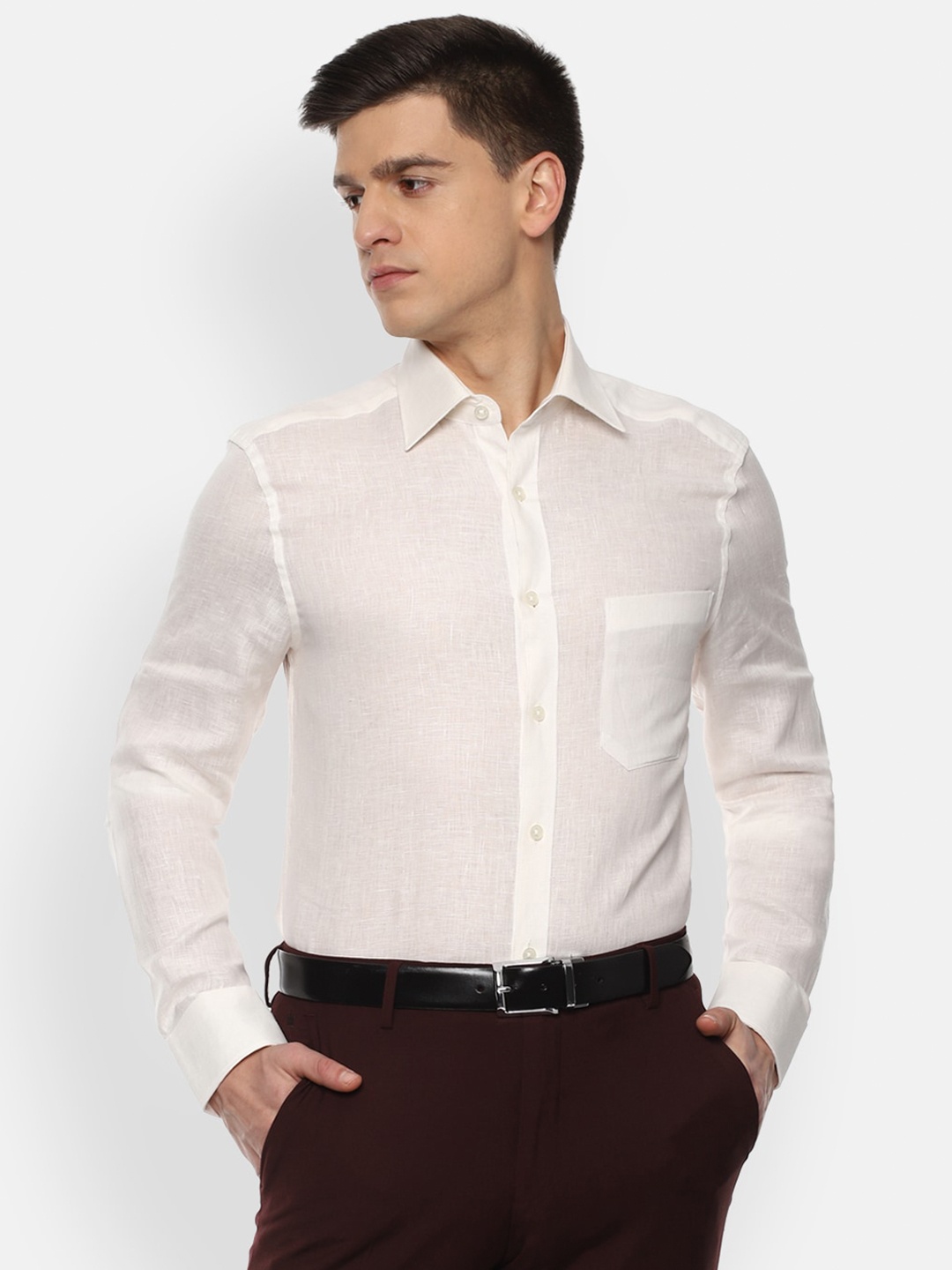 

Louis Philippe Men Cream-Coloured Formal Shirt