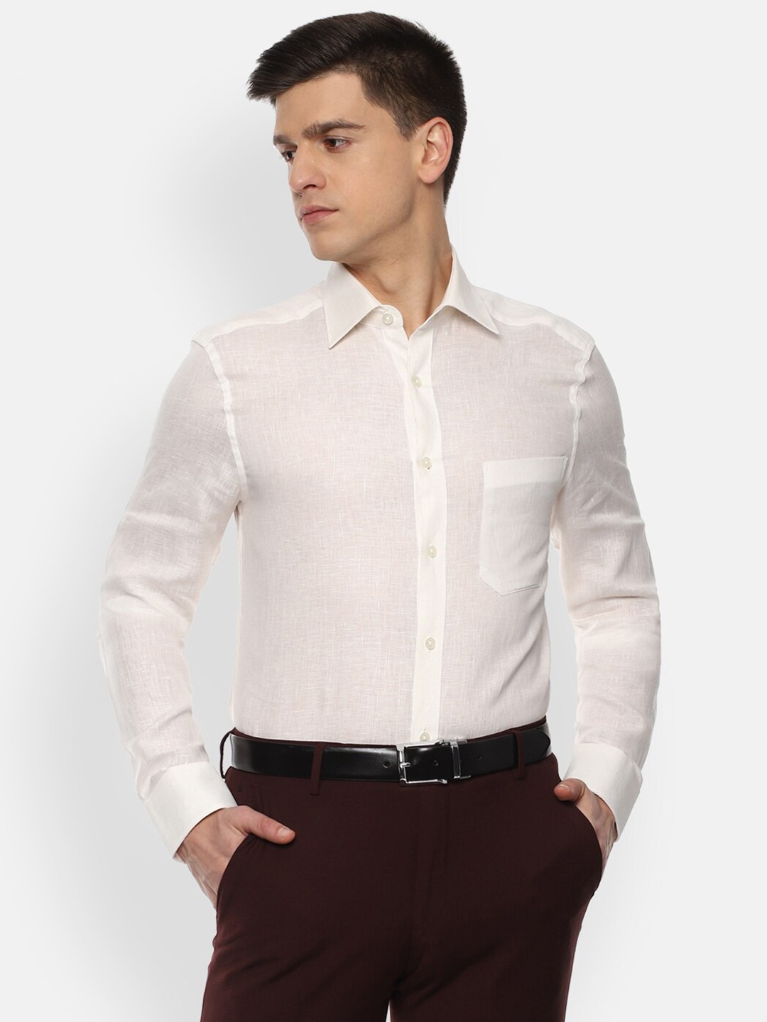 

Louis Philippe Men Cream-Coloured Formal Shirt
