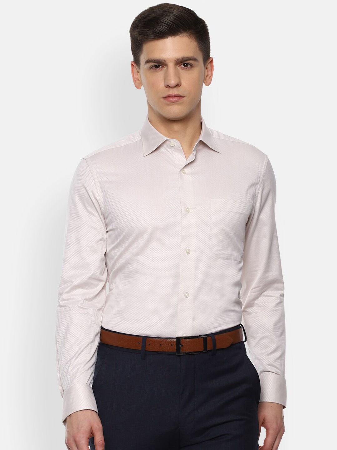 

Louis Philippe Gods & Kings Men Beige Pure Cotton Formal Shirt
