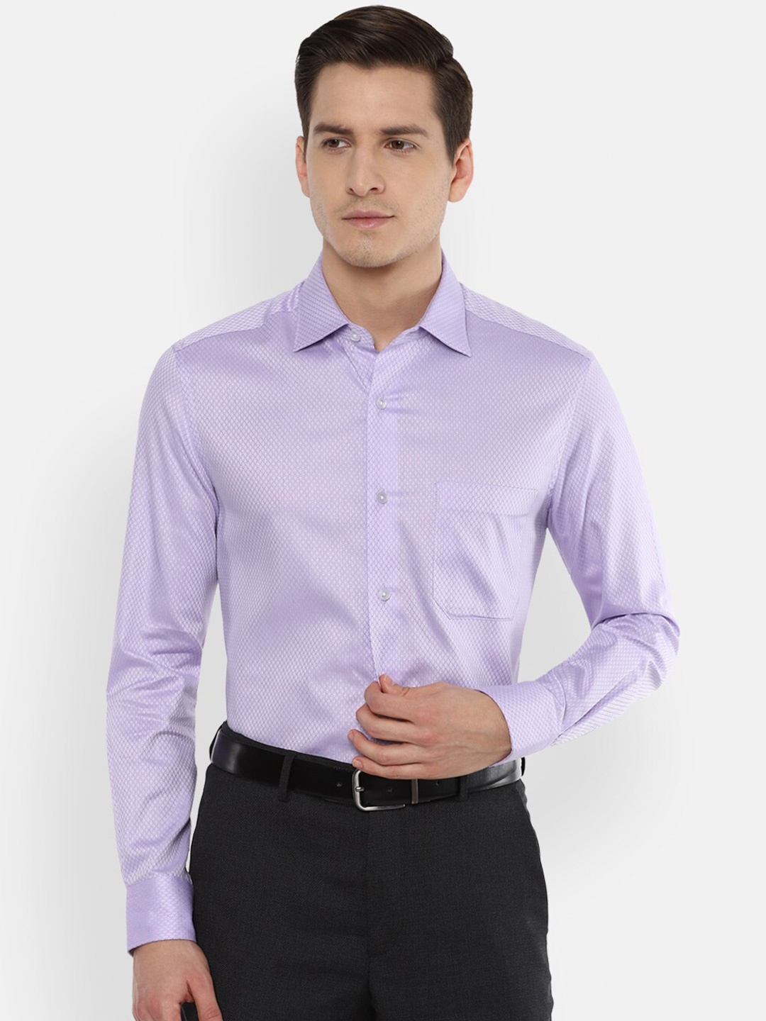 

Louis Philippe Gods & Kings Men Purple Printed Formal Shirt