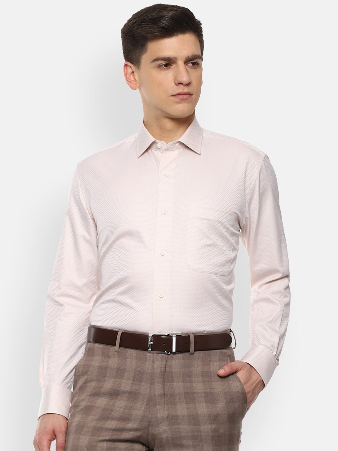 

Luxure by Louis Philippe Men Beige Pure Cotton Formal Shirt