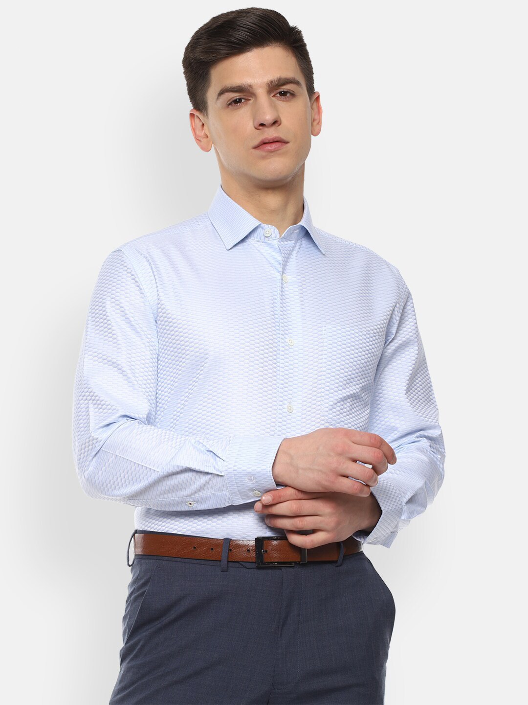 

Luxure by Louis Philippe Men Blue Cotton Formal Shirt