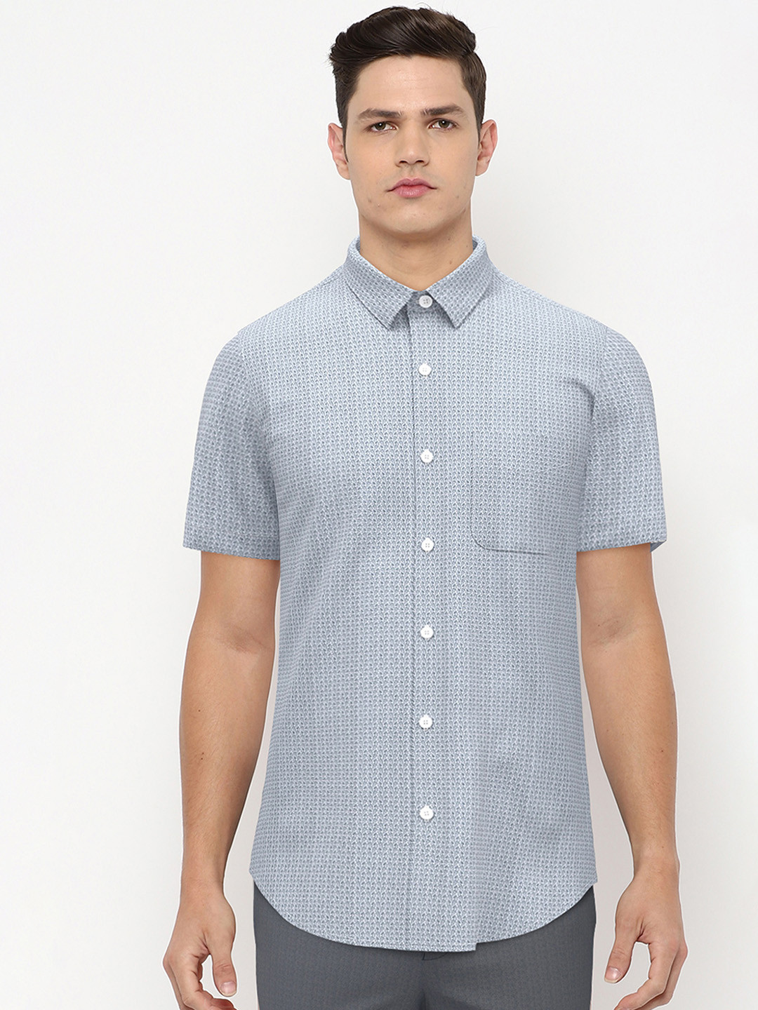 

Peter England Men Blue Slim Fit Printed Casual Shirt