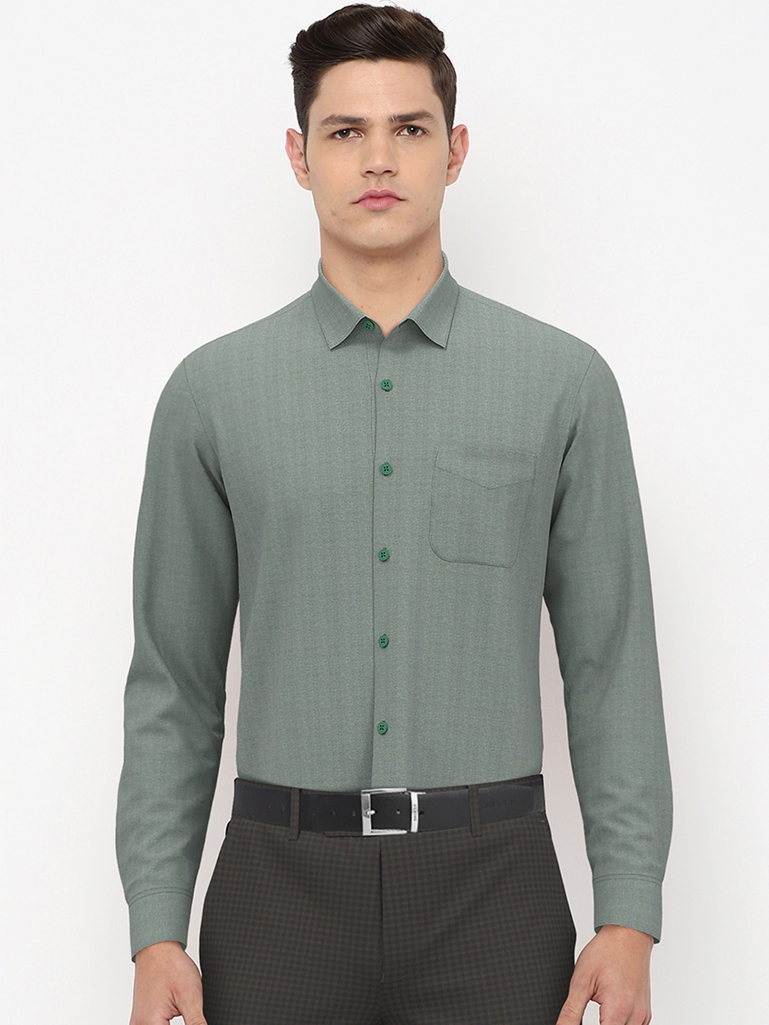 

Peter England Men Green Formal Shirt