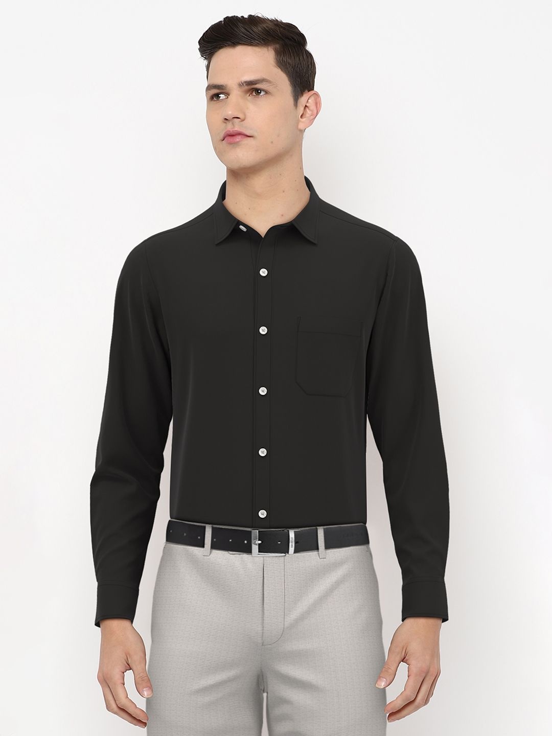 

Peter England Men Black Formal Shirt