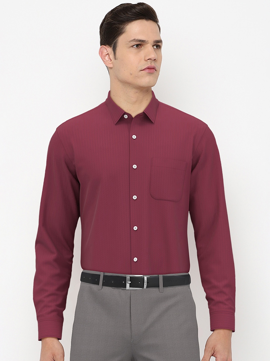 

Peter England Men Maroon Formal Shirt