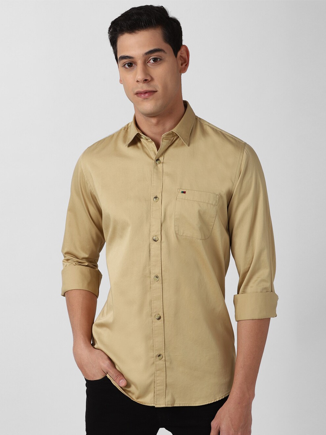 

Peter England Casuals Men Khaki Slim Fit Casual Shirt