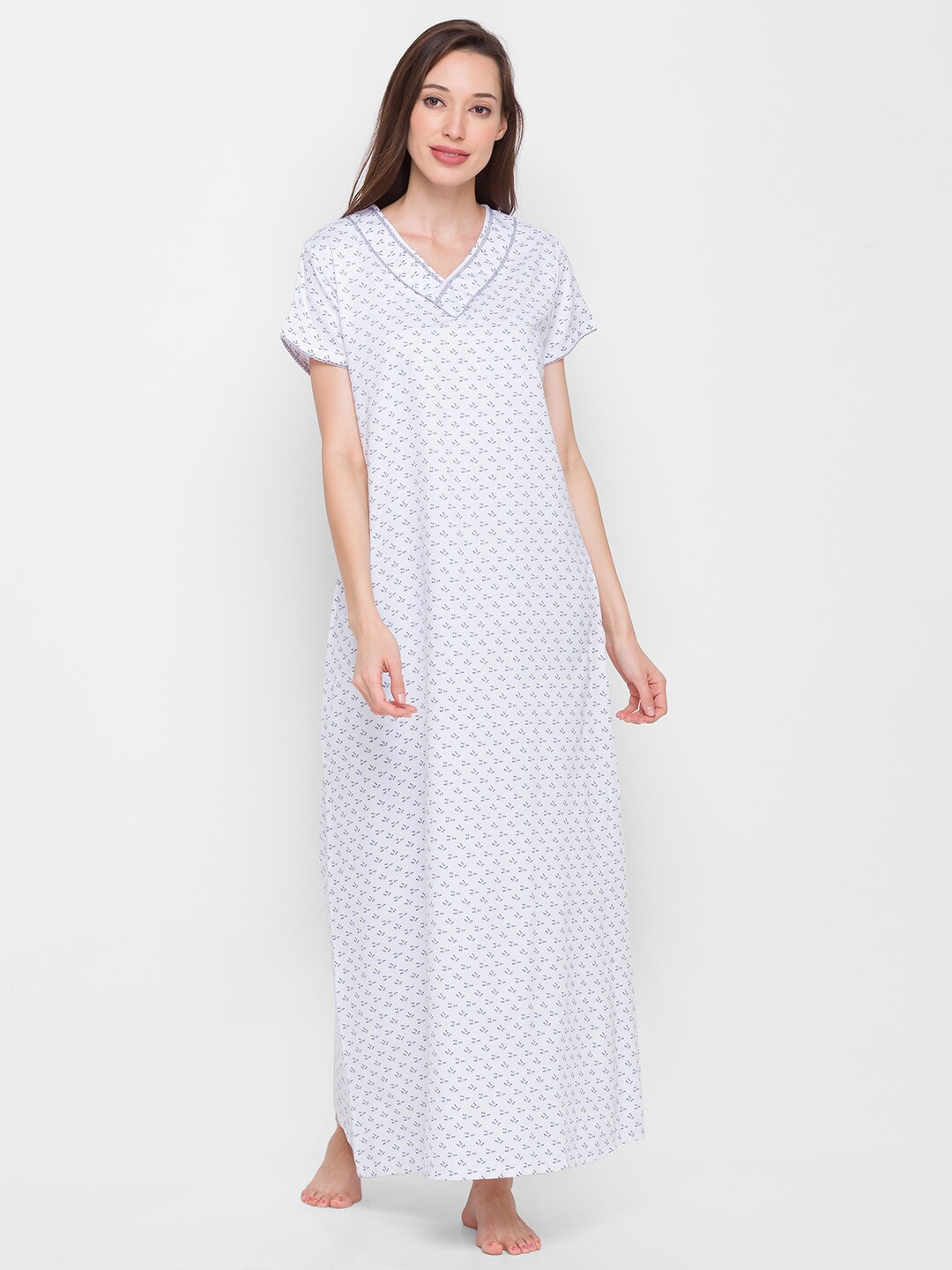 

XIN White Printed Maxi Nightdress