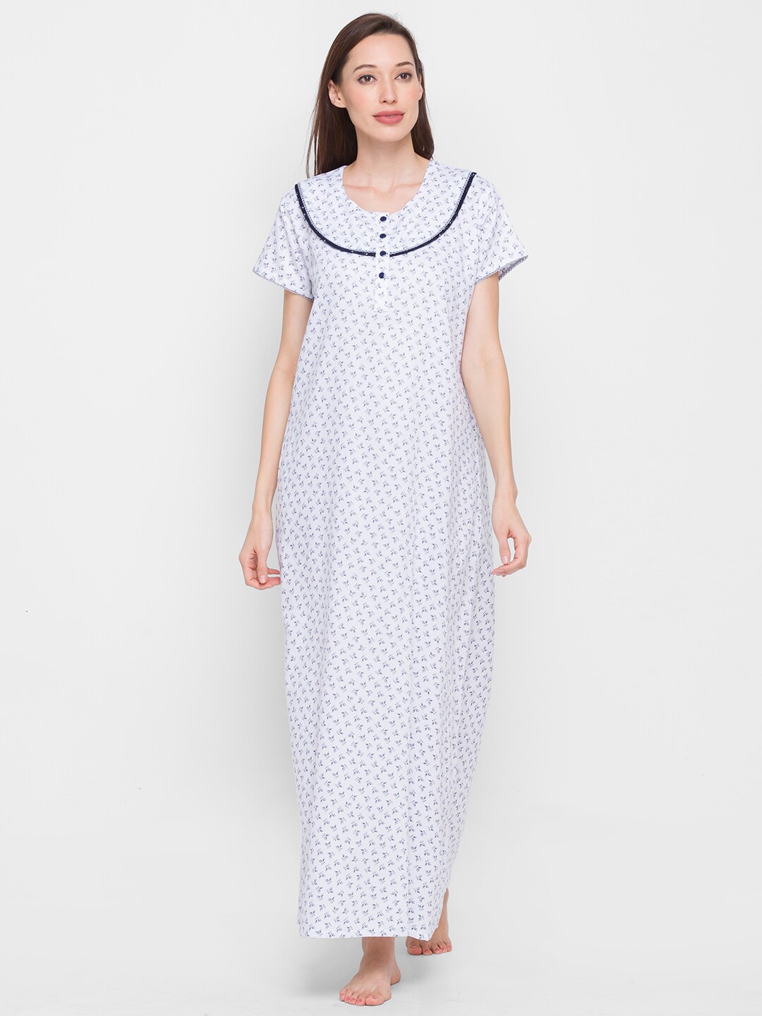 

XIN White Printed Maxi Nightdress