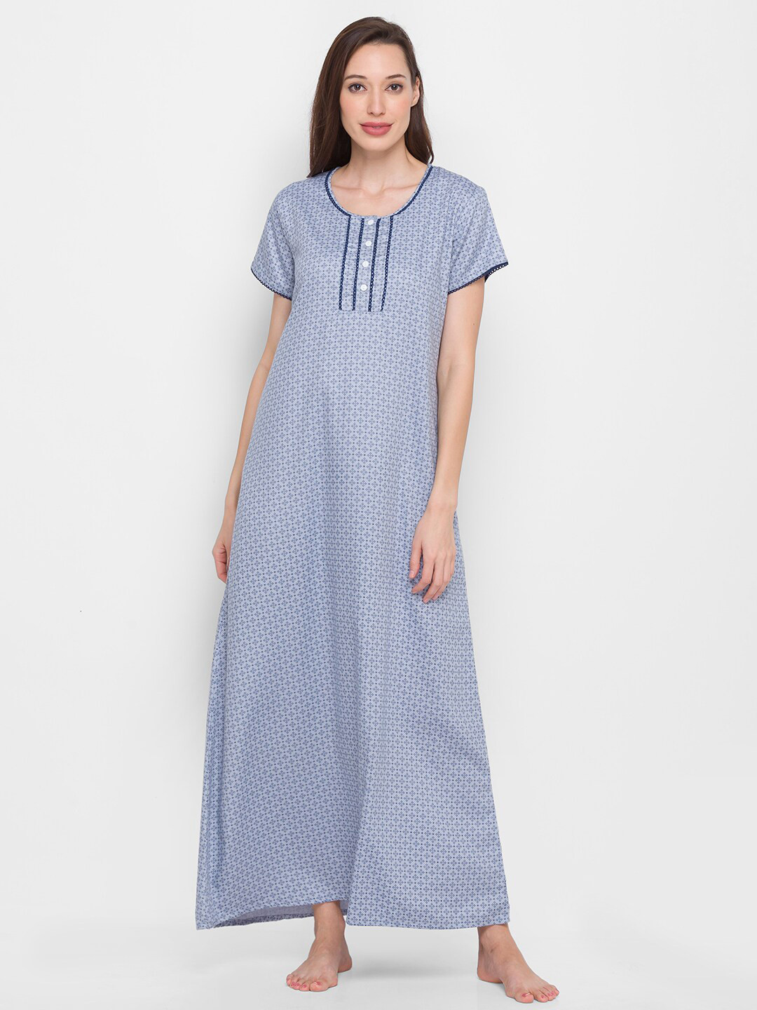 

XIN Grey Printed Maxi Nightdress