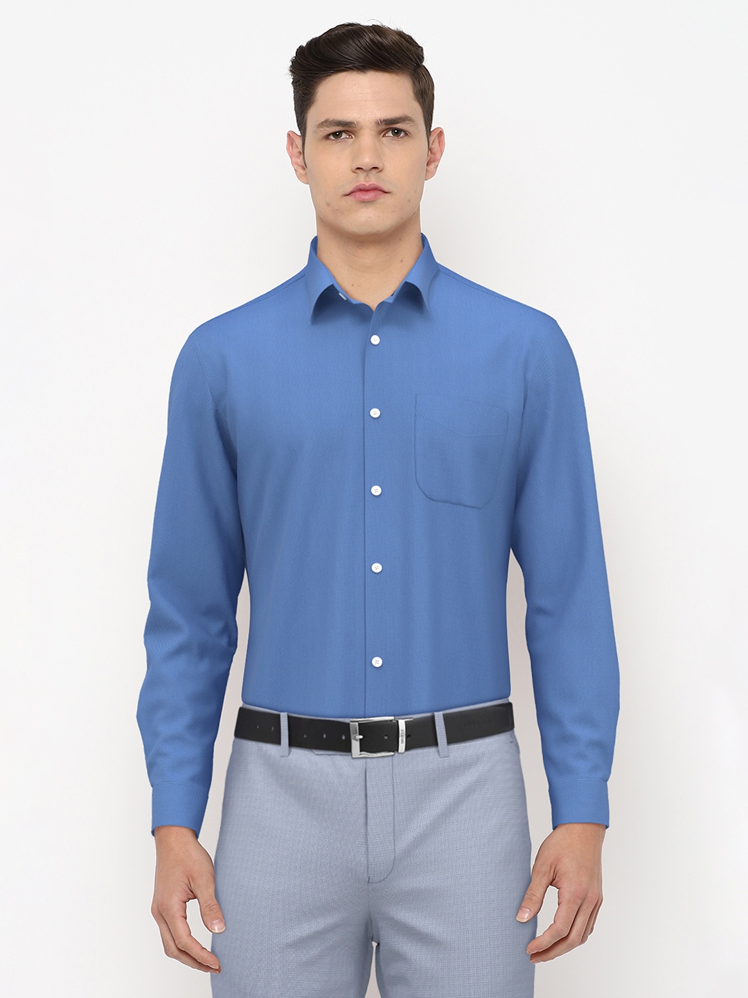 

Peter England Elite Men Blue Pure Cotton Formal Shirt