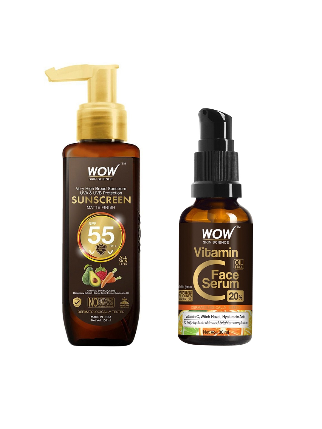 

WOW SKIN SCIENCE Set of Face Serum & Sunscreen, Brown