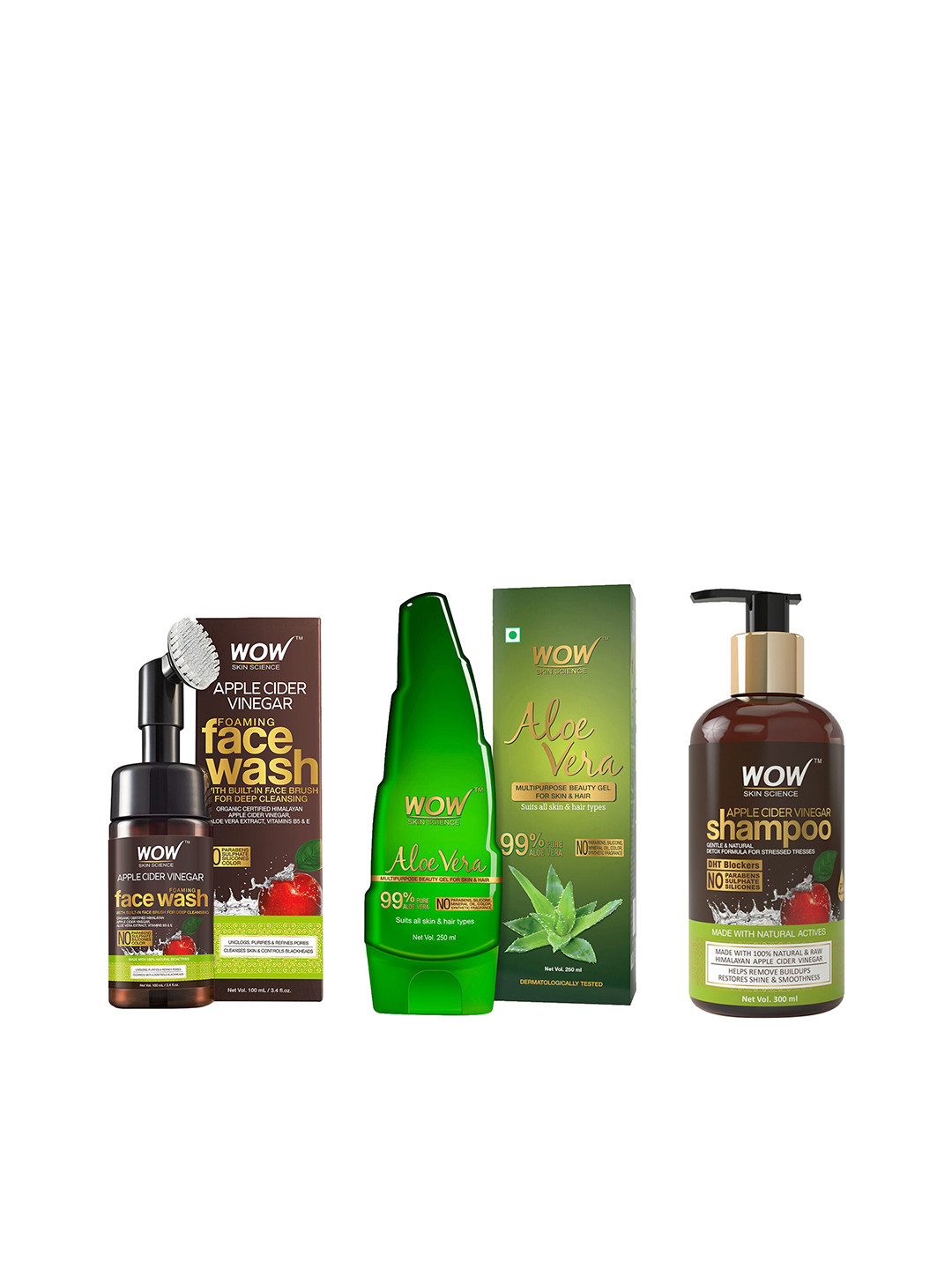 

WOW SKIN SCIENCE Set of Face Wash-Alovera Gel & Shampoo, Brown