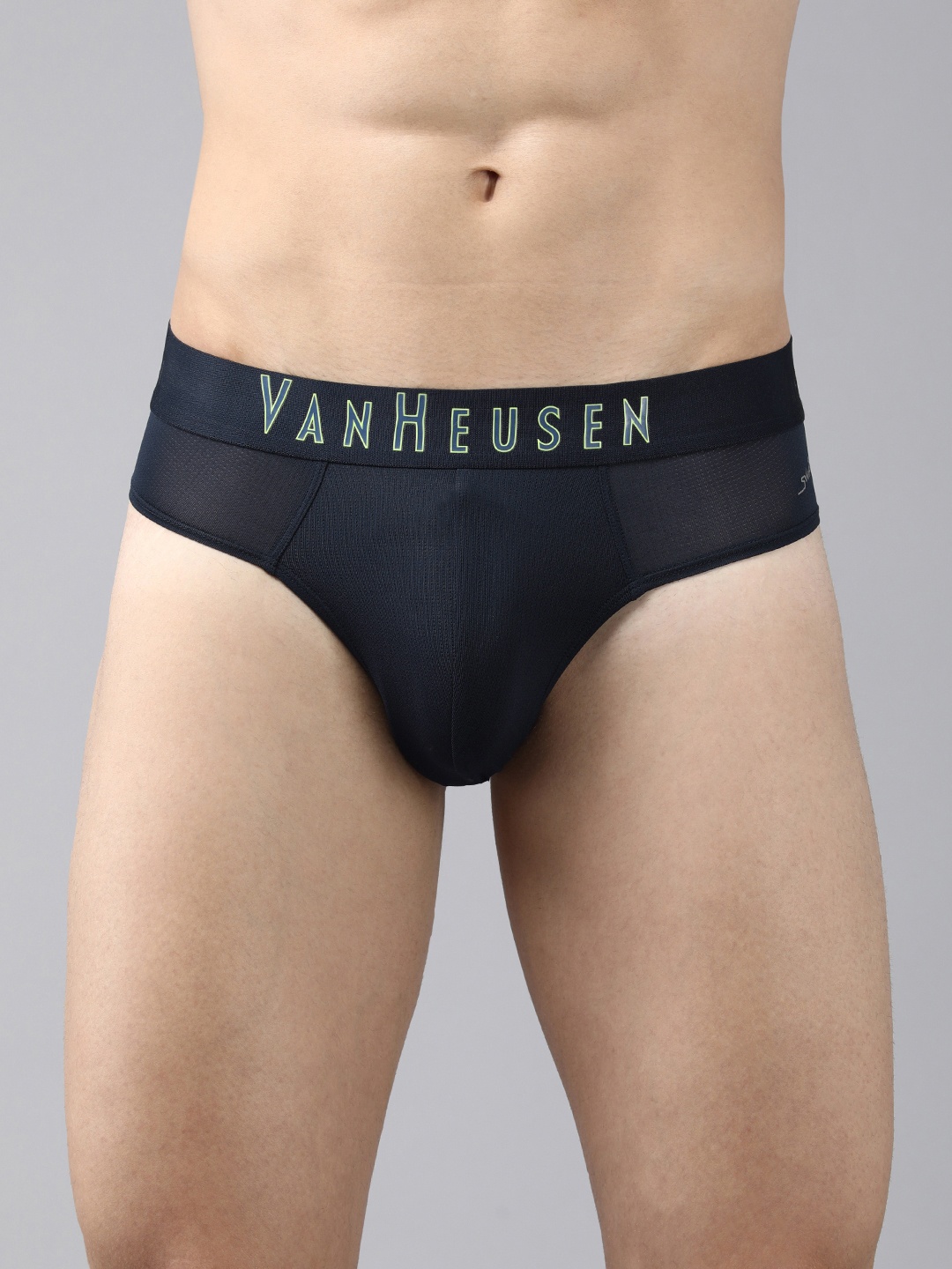 

Van Heusen Men Swift Dry High Stretch Mesh AIR Series Active Brief 8905325842736, Navy blue