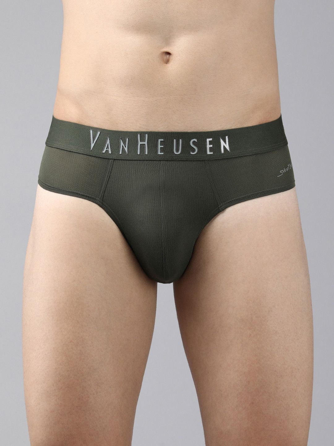 

Van Heusen Men Solid Swift Dry High Stretch Mesh AIR Series Active Brief 8905325842897, Olive
