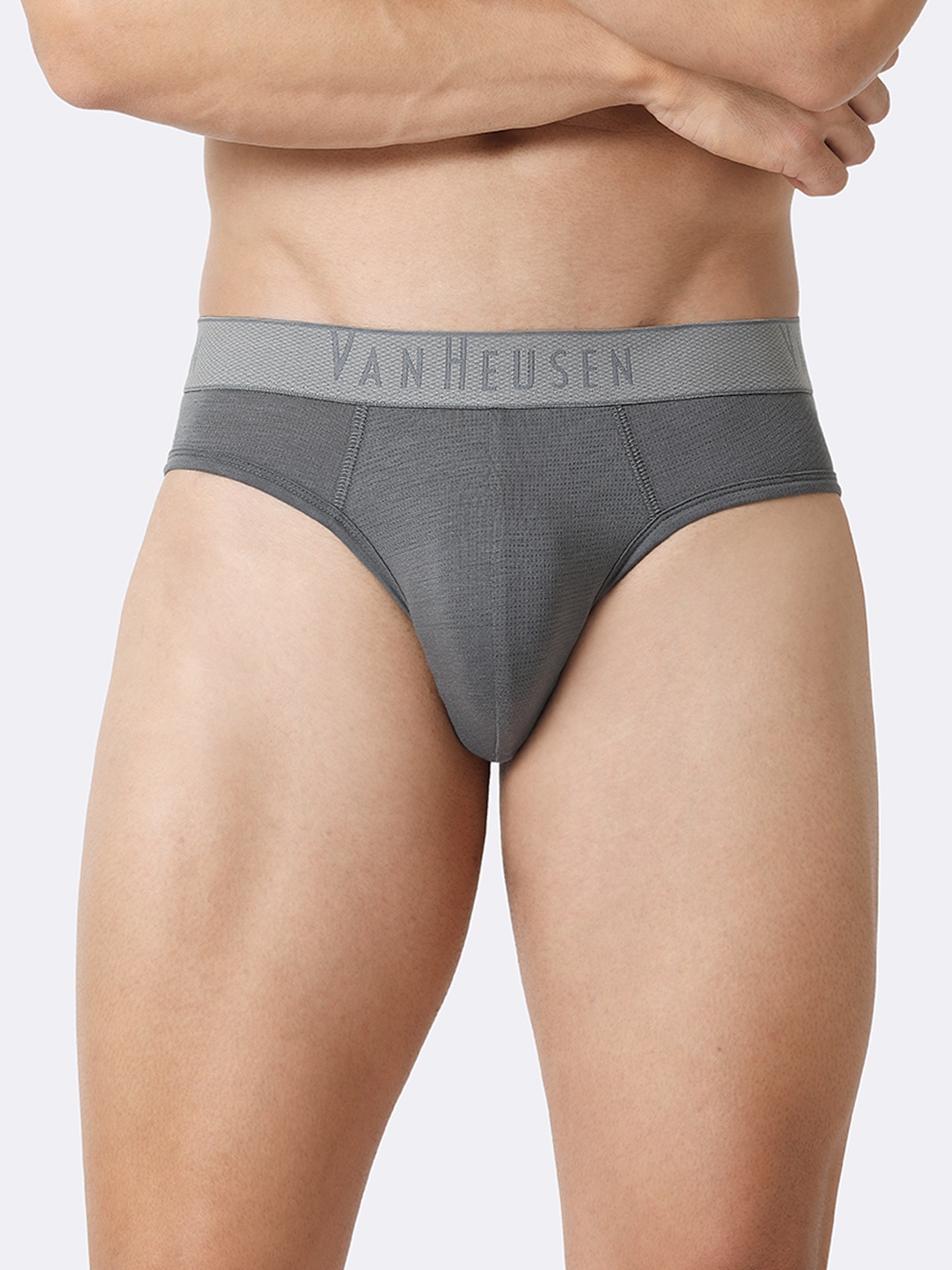 

Van Heusen Men Silver Grey Solid Colour Fresh Mesh Stretch AIR Series Brief