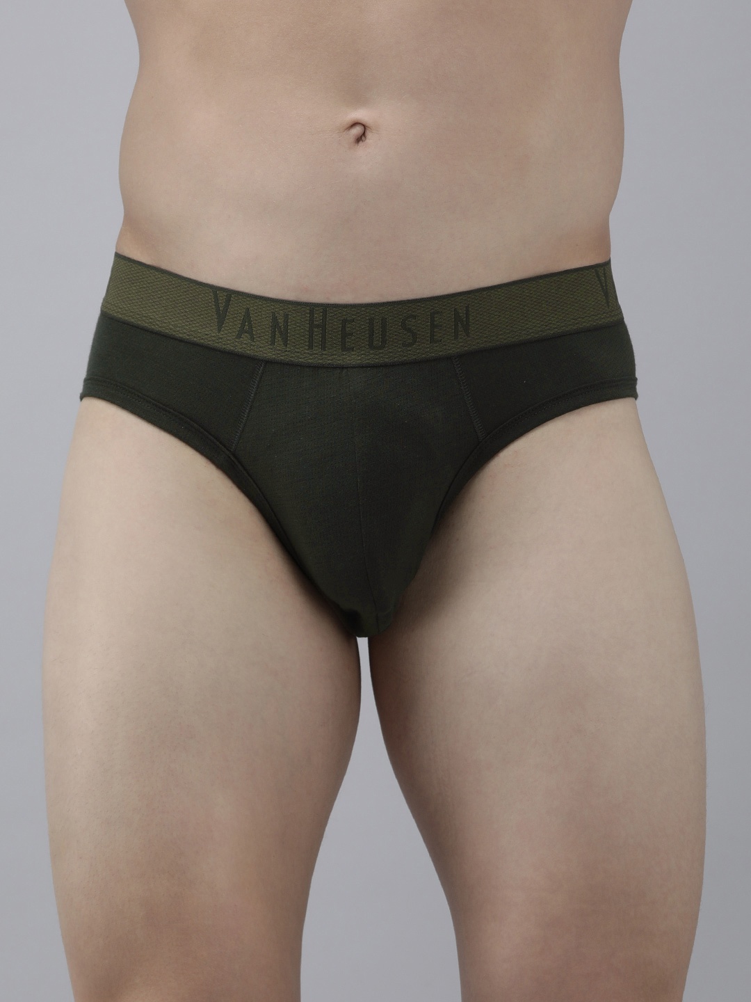 

Van Heusen Men Olive Forest Solid Colour Fresh Mesh Stretch AIR Series Brief