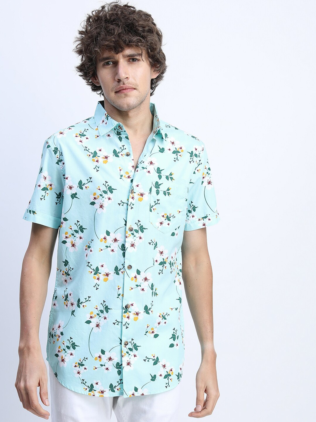 

HIGHLANDER Men Green Slim Fit Floral Printed Casual Shirt