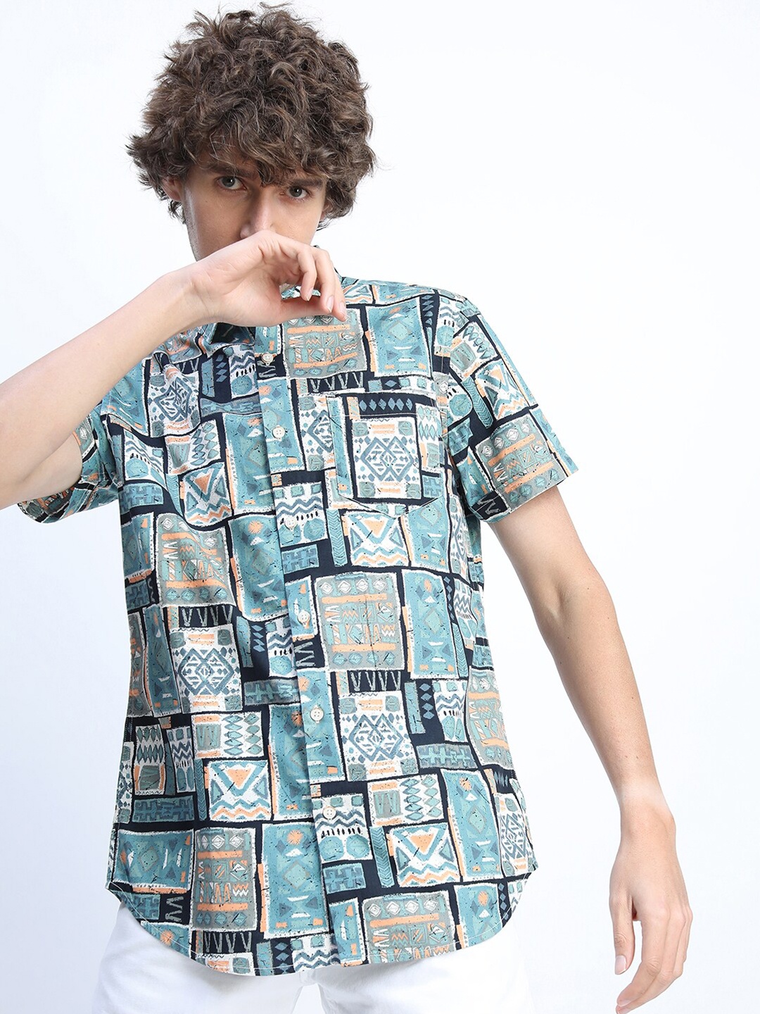 

HIGHLANDER Men Black Slim Fit Printed Casual Shirt
