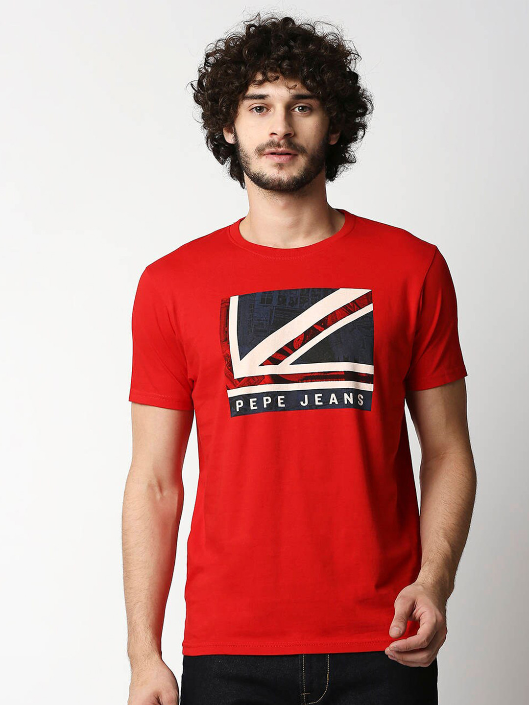 

Pepe Jeans Men Red Printed Slim Fit T-shirt