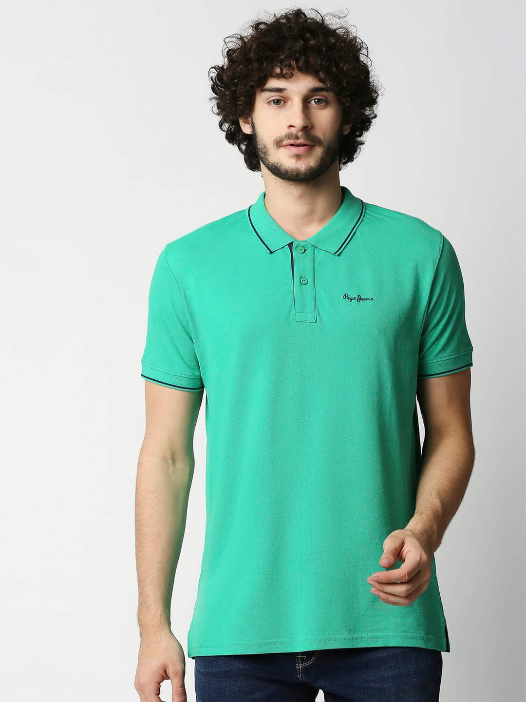 

Pepe Jeans Men Green Polo Collar T-shirt