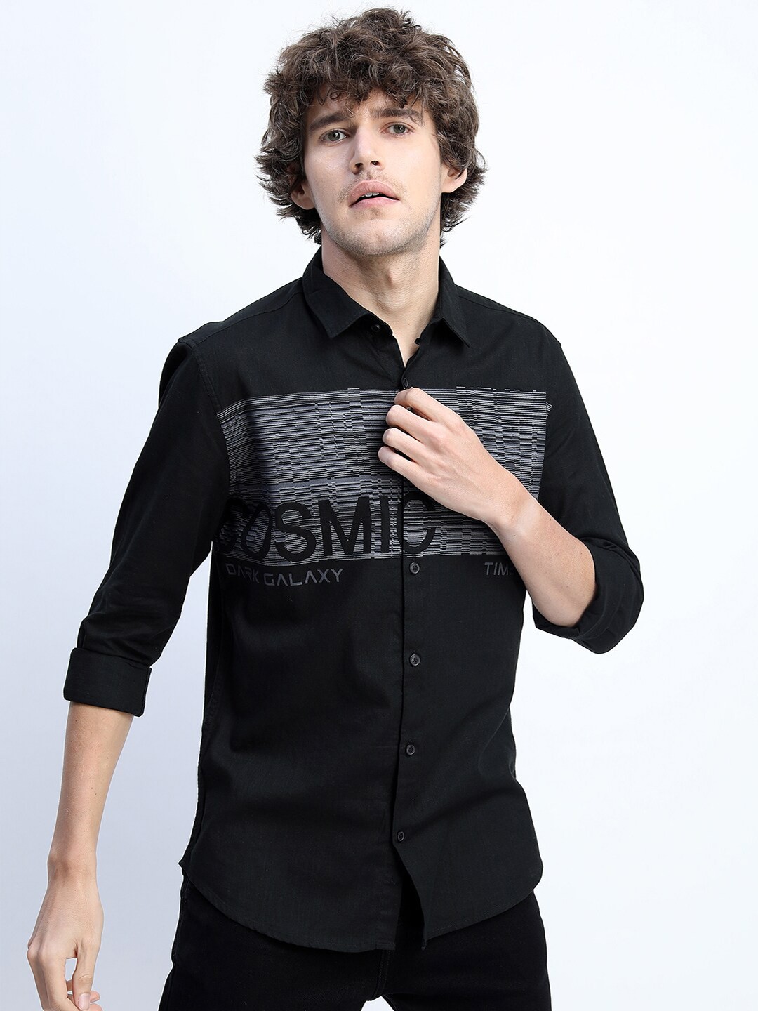 

KETCH Men Black Slim Fit Printed Casual Shirt